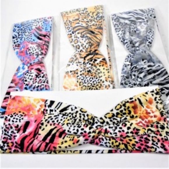 Orange/Brown Leopard Print Elastic Headband - Small - Picture 2 of 4